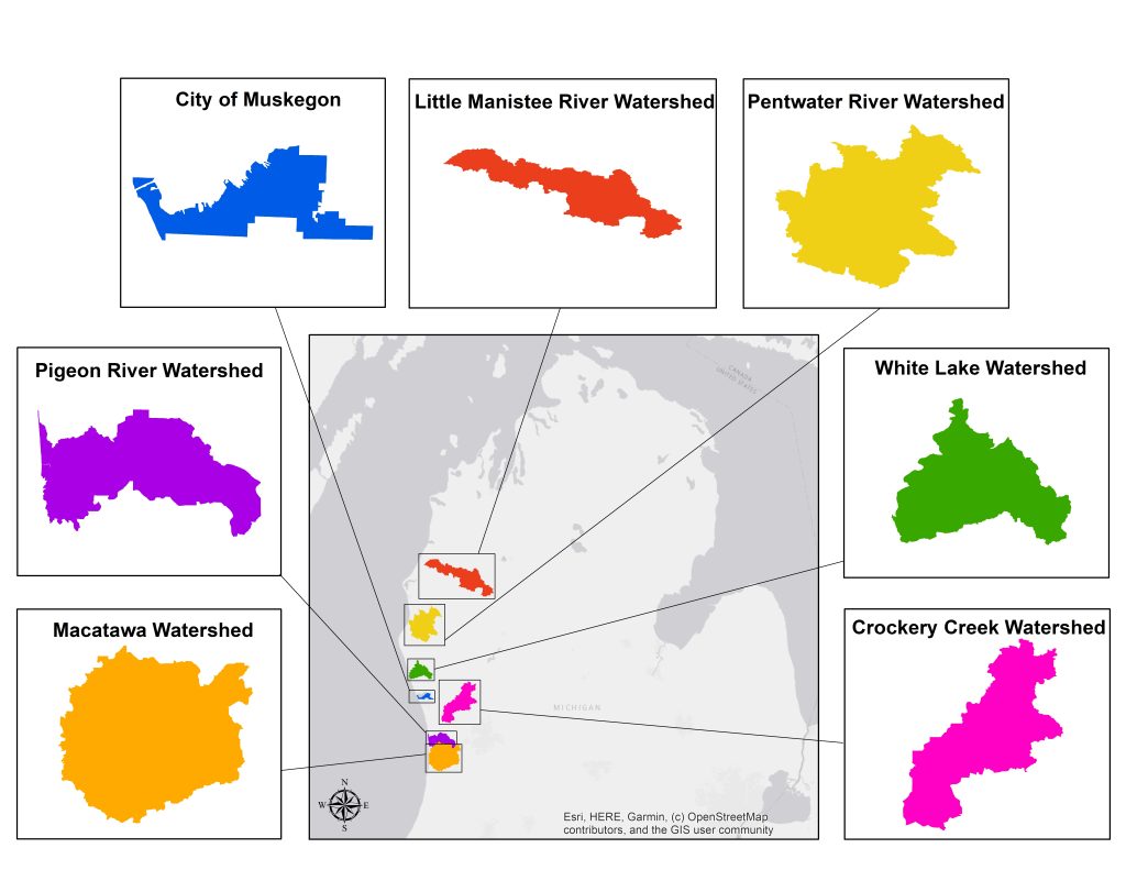 Locator map of watersheds included in the West MI Watersheds database