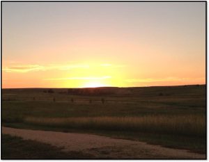 Image of a sunset over Hays, Kansas.